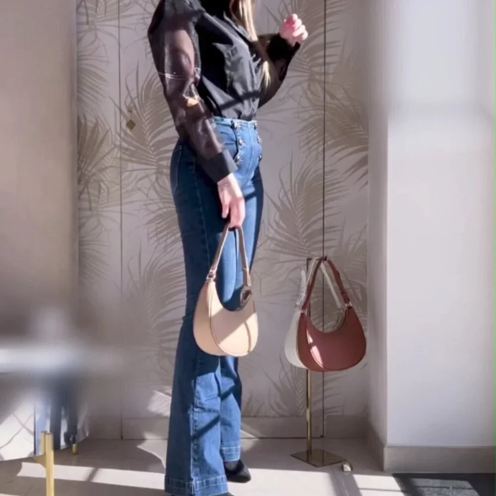 Vegan Leather Hobo Shoulder Bag Elegant Minimal Chic Detachable Crossbody Strap